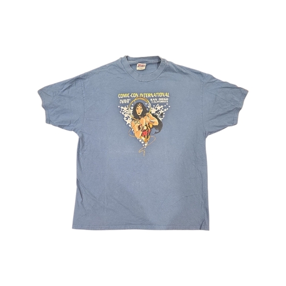 1999 San Diego Comi-Con DC Comics Wonder Woman Graphitti T-Shirt Unisex XL Blue - Picture 2 of 11